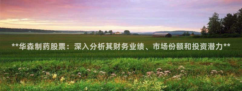 九游会老哥俱乐部社区论坛：**华森制药股票：深入分析其财务业绩、市场份额和投资潜力**