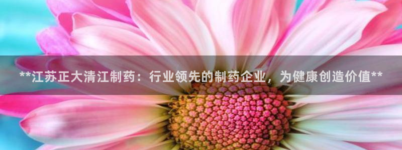 九游会老哥俱乐部必备的交流社区：**江苏正大清江制药：行业领先的制药企业，为健康创造价值**