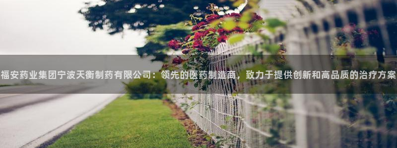 九游老哥俱乐部官网登录：福安药业集团宁波天衡制药有限公司：领先的医药制造商，致力于提供创新和高品质的治疗方案