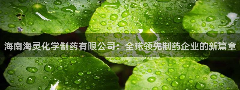 九游会老哥俱乐部：海南海灵化学制药有限公司：全球领先制药企业的新篇章